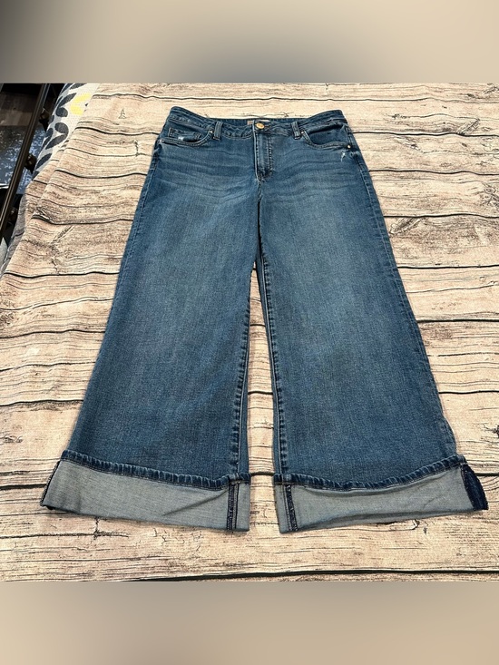 Kut from the Kloth Denim - Kut from the Kloth Meg Fab Ab Wide-Leg Crop Jeans in Mid-Dark Blue Size 8P